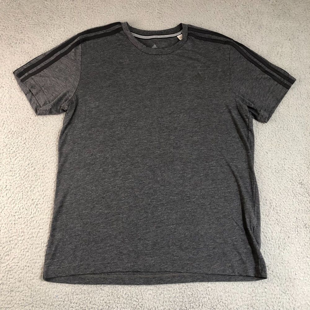Adidas Shirt Mens Medium Gray Climalite Logo Crew Neck Sportswear Outdoor